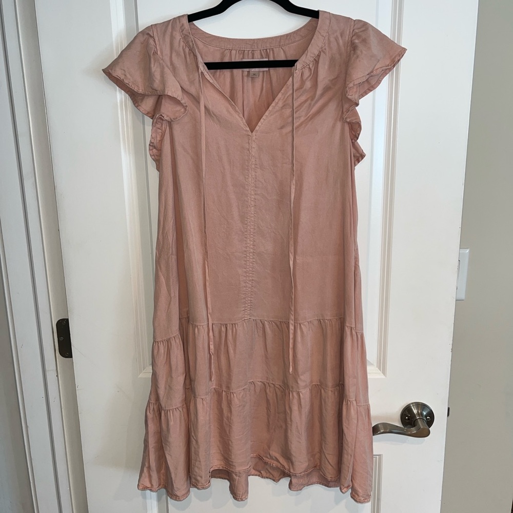 Knox Rose Blush Pink Mini Dress with Ruffle Flutter Sleeves Size M